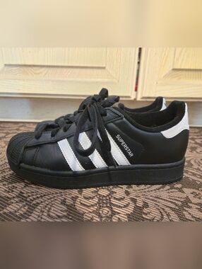 ADIDAS Superstar Originals II Black White Leather Sneakers sz 6